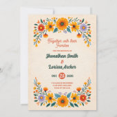 Faire-part de mariage Fleur sauvage Boho Watercolo (Dos)