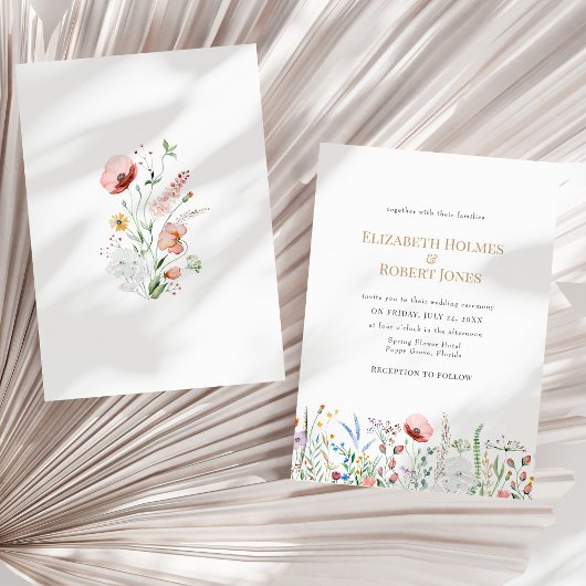 Faire-part de mariage Fleur sauvage Boho Watercolo