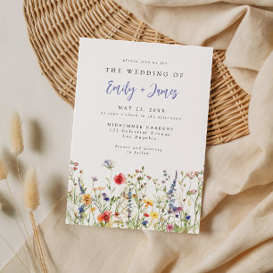 Faire-part de mariage fleur sauvage coloré