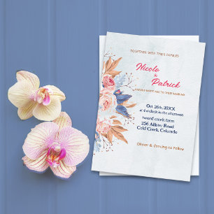 Faire-part de mariage Fleur sauvage coloré personn