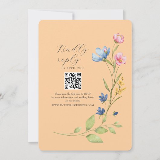 Faire-part de mariage Fleur sauvage couleur ressor (Dos)