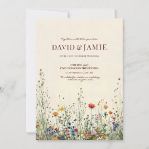 Faire-part de mariage Fleur sauvage crème