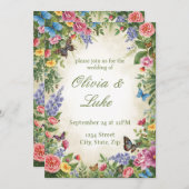 Faire-part de mariage Fleur sauvage d'aquarelle (Devant / Derrière)