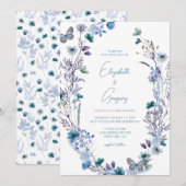 Faire-part de mariage Fleur sauvage de Boho bleu p (Devant / Derrière)