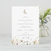 Faire-part de mariage Fleur sauvage de lune de cro (Debout devant)
