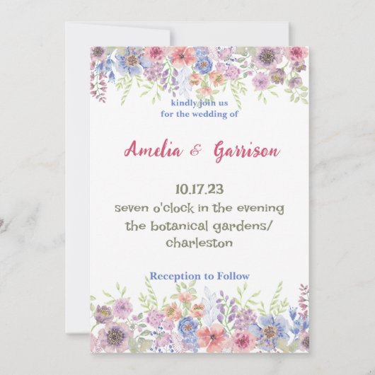 Faire-part de mariage Fleur sauvage de printemps c (Devant)