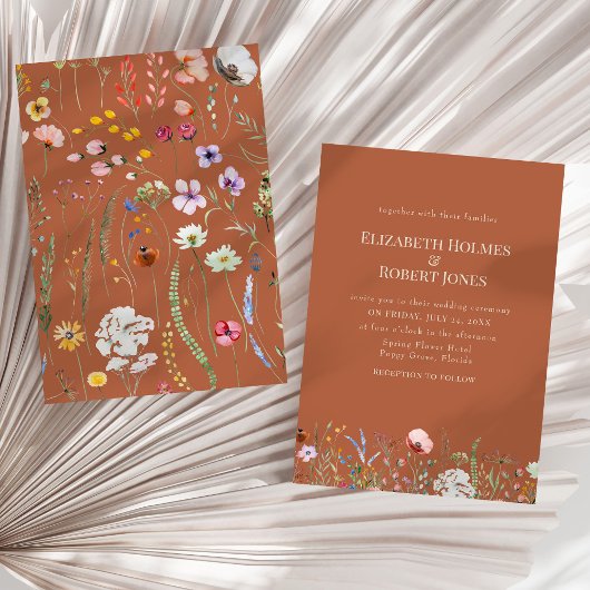 Faire-part de mariage Fleur sauvage de Terracotta 