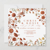 Faire-part de mariage fleur sauvage en terre cuite (Devant)