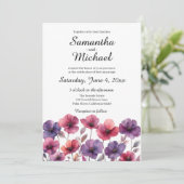 Faire-part de mariage fleur sauvage en violet et r (Debout devant)