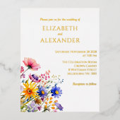 Faire-part de mariage fleur sauvage et Gold Foil (Recto)