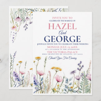Faire-Part de Mariage Fleur Sauvage, Fleurs Aquare