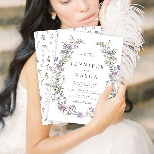Faire-part de mariage fleur sauvage lavande violet