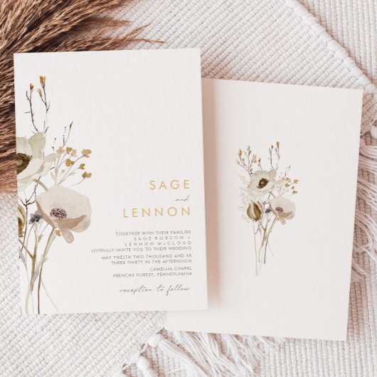 Faire-part de mariage Fleur sauvage lunatique