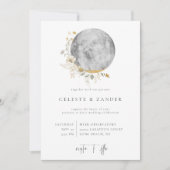Faire-part de mariage Fleur sauvage Lune dorée (Devant)