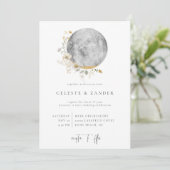 Faire-part de mariage Fleur sauvage Lune dorée (Debout devant)