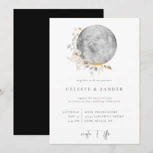 Faire-part de mariage Fleur sauvage Lune dorée