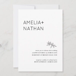 Faire-part de mariage fleur sauvage minimaliste