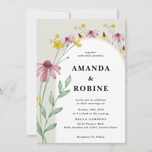 Faire-part de mariage Fleur sauvage moderne (Devant)