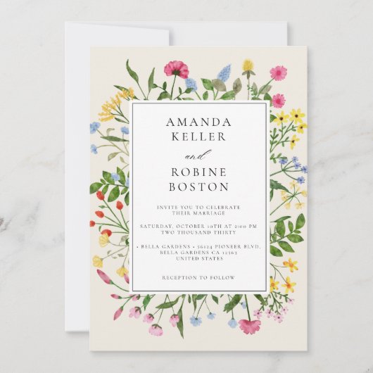 Faire-part de mariage Fleur sauvage moderne (Devant)