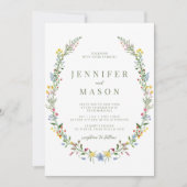 Faire-part de mariage fleur sauvage moderne et col (Devant)