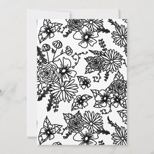 Faire-part de mariage Fleur sauvage noir et blanc (Dos)