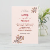 Faire-part de mariage Fleur sauvage or Rose simple (Debout devant)