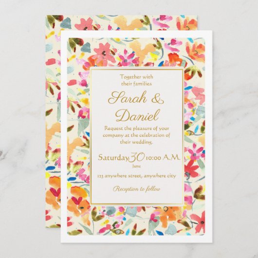 Faire-part de mariage Fleur sauvage romantique Boh (Devant / Derrière)