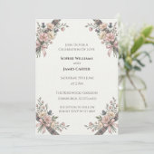 Faire-part de mariage Fleur sauvage rose (Debout devant)