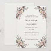 Faire-part de mariage Fleur sauvage rose (Devant / Derrière)