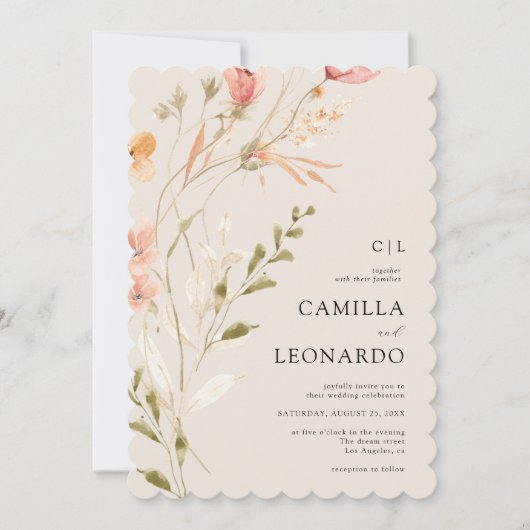 Faire-part de mariage Fleur sauvage rustique fleur (Devant)