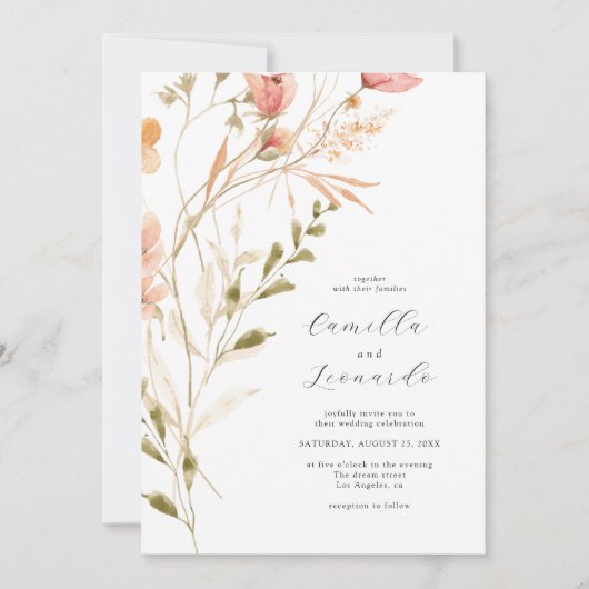 Faire-part de mariage Fleur sauvage rustique fleur (Devant)