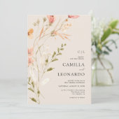 Faire-part de mariage Fleur sauvage rustique fleur (Debout devant)