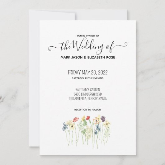 Faire-part de mariage Fleur sauvage simple (Devant)