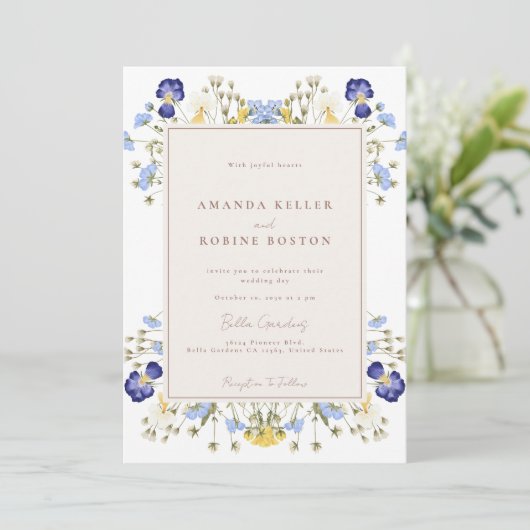 Faire-part de mariage Fleur sauvage simple et mode (Debout devant)