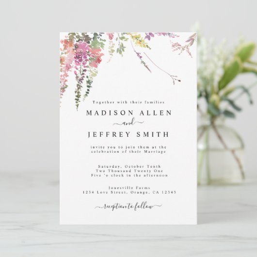 Faire-part de mariage Fleur sauvage Spring Meadow (Debout devant)