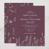 Faire-part de mariage fleur sauvage Velvet (Devant / Derrière)