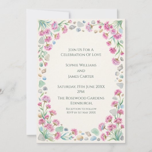 Faire-part de mariage Fleur sauvage violette (Devant)