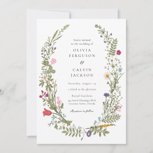 Faire-part de mariage fleur sauvage Wreath (Devant)