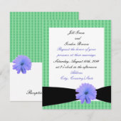 Faire-part de mariage Fleur violette Ruban noir (Devant / Derrière)