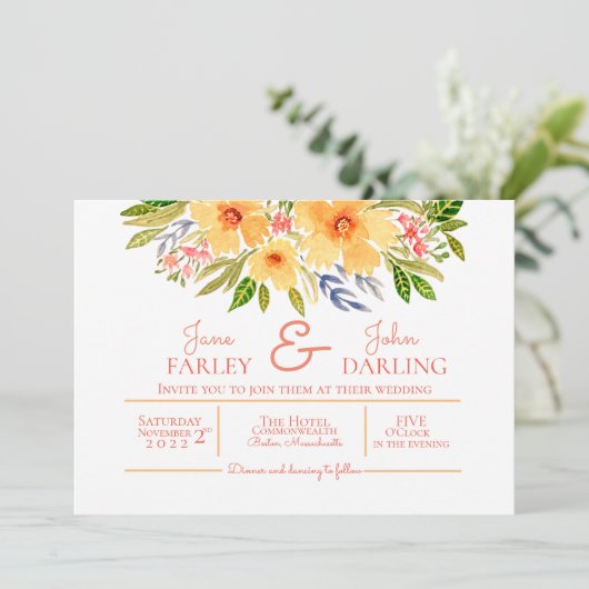 Faire-part de mariage fleuri (Debout devant)