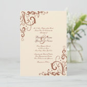 Faire-part de mariage fleuri Brown et crème (Debout devant)