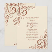 Faire-part de mariage fleuri Brown et crème (Devant / Derrière)