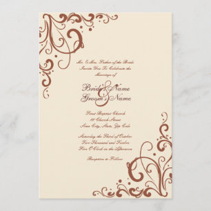 Faire-part de mariage fleuri Brown et crème