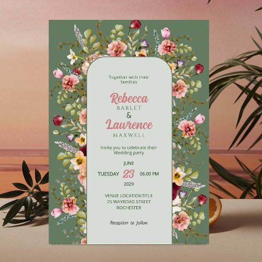 Faire-part de mariage fleuri chic
