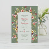 Faire-part de mariage fleuri chic (Debout devant)