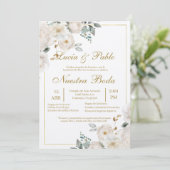 Faire-part de mariage fleuri en espagnol (Debout devant)