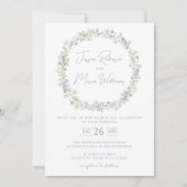 Faire-part de mariage fleuri fleur sauvage bleu ja (Devant)