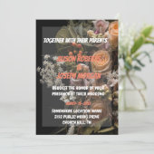 Faire-part de mariage fleuri orange chic (Debout devant)