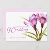 Faire-part de mariage fleuri pourpre de Crocus (Devant / Derrière)