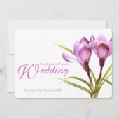 Faire-part de mariage fleuri pourpre de Crocus (Devant)